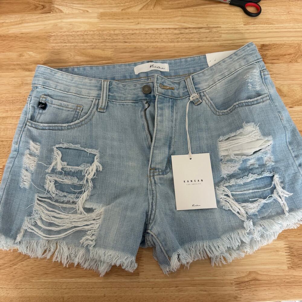 Kancan Size 9 28 Cut Off Denim Shorts NEW Distressed Summer Festival Casual